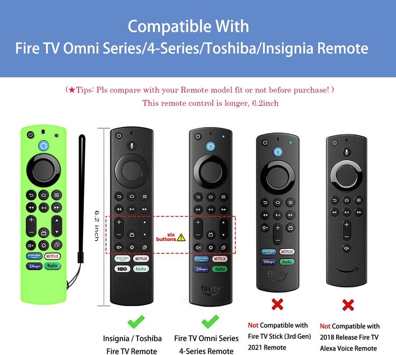 FiiMan Voice Remote Cover, Silicone Remote Cover Case Compatible with Toshiba/Insignia Firetv Omni Series or TV 4-Series, Lightweight Anti Slip Shockproof Remote Cover Case with Lanyard (Green Glow) - Image 1